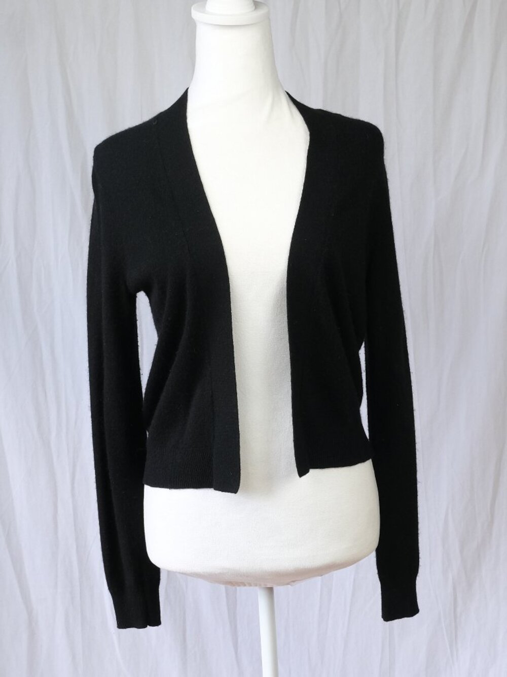 Banana Republic Open Cropped Merino Blend Cardigan Sweater Black S